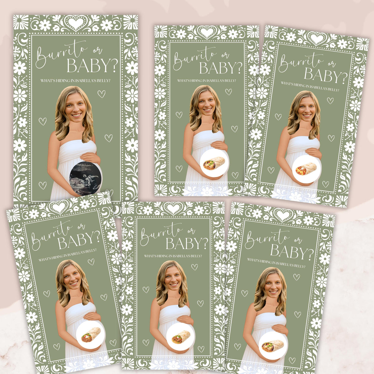 Custom Sage Green Cielito Lindo Baby Shower Game Burrito or Baby? Papel Picado Mexican Baby Shower Scratch Off Game Talavera Party Game - CÔTIER BRAND
