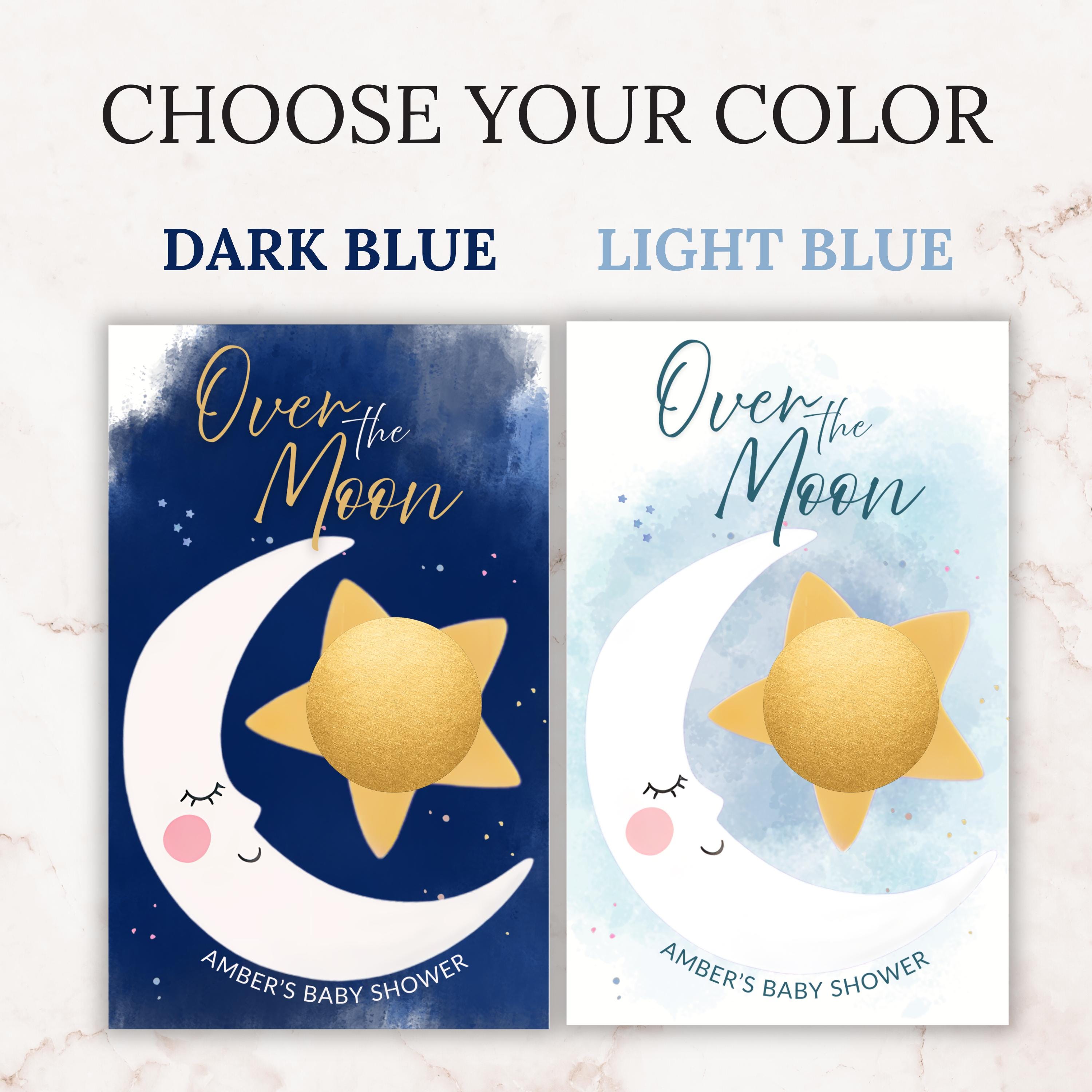 Over The Moon Baby Shower Game Personalized Moon and Stars Baby Shower Scratch Off Game Boho Celestial Baby Shower Boy Theme