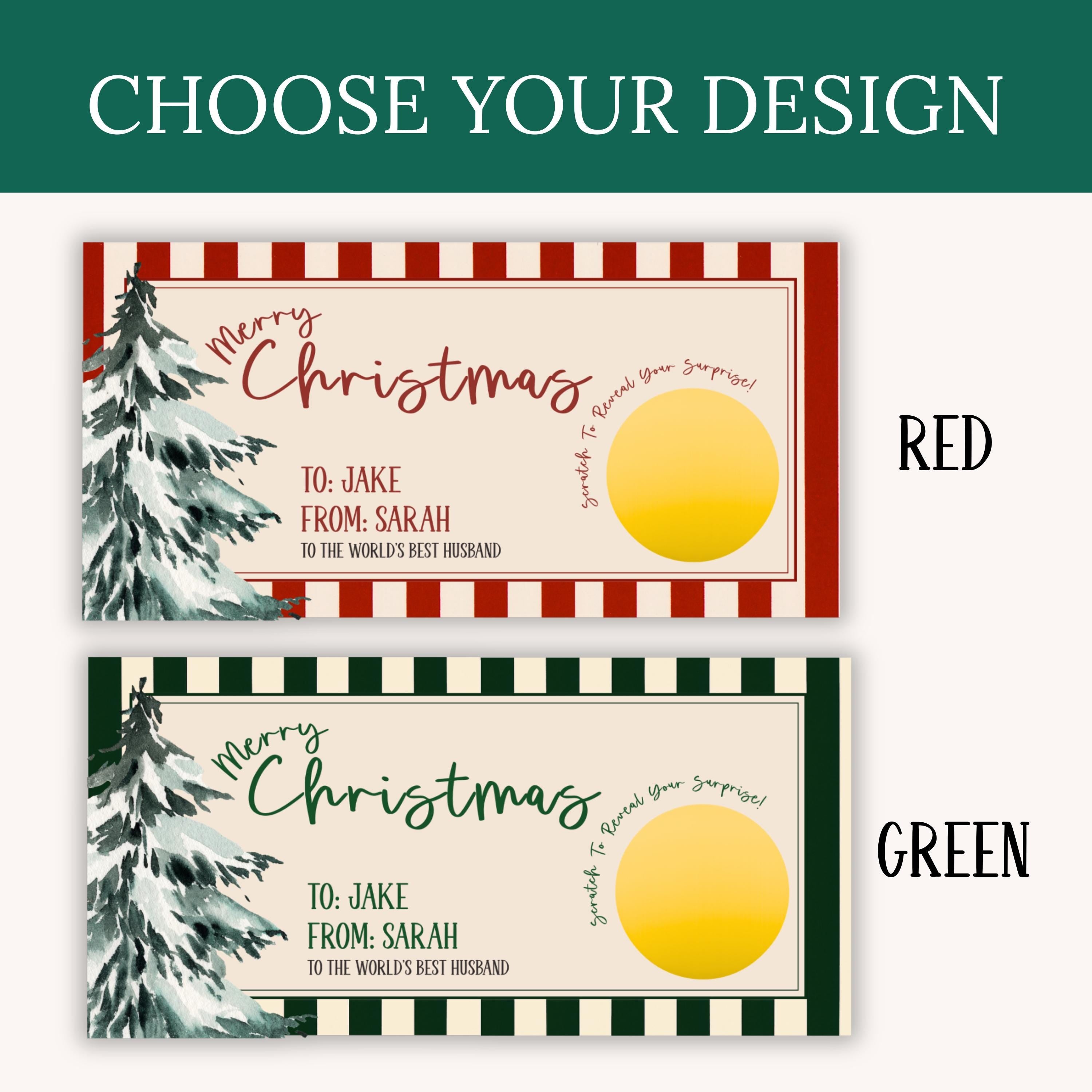 Custom Merry Christmas Gift Voucher For Kids Christmas Scratch Off Surprise Reveal Holiday Theme Personalized Christmas Card with Envelope