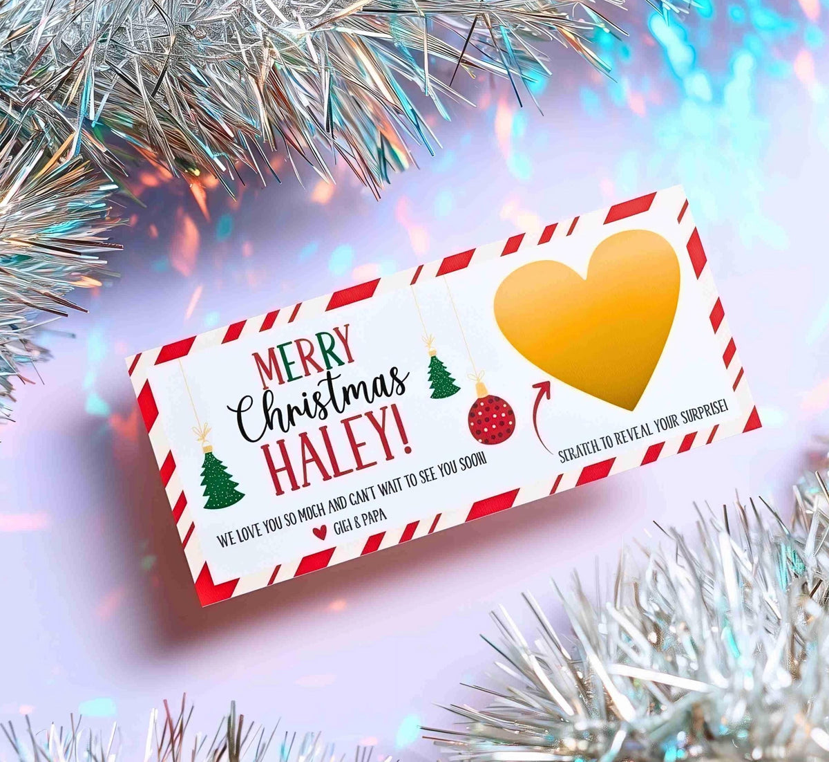 Personalized Kids Christmas Voucher Scratch Off Gift Ticket for Surprise Gift Reveal Holiday Scratch Off Christmas Gift Scratchers Custom - CÔTIER BRAND