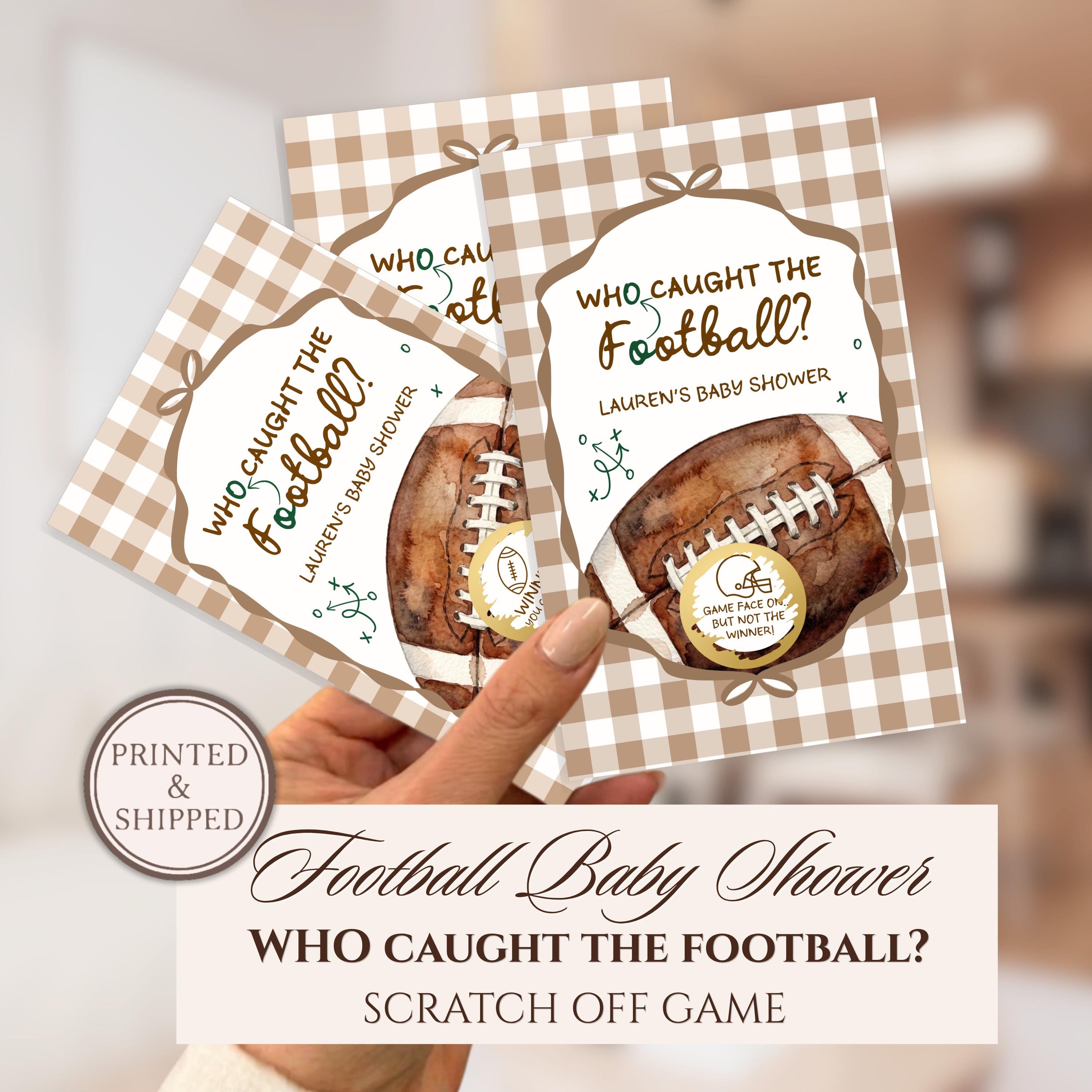 Football Baby Shower Scratch Off Game, Who Caught the Football?