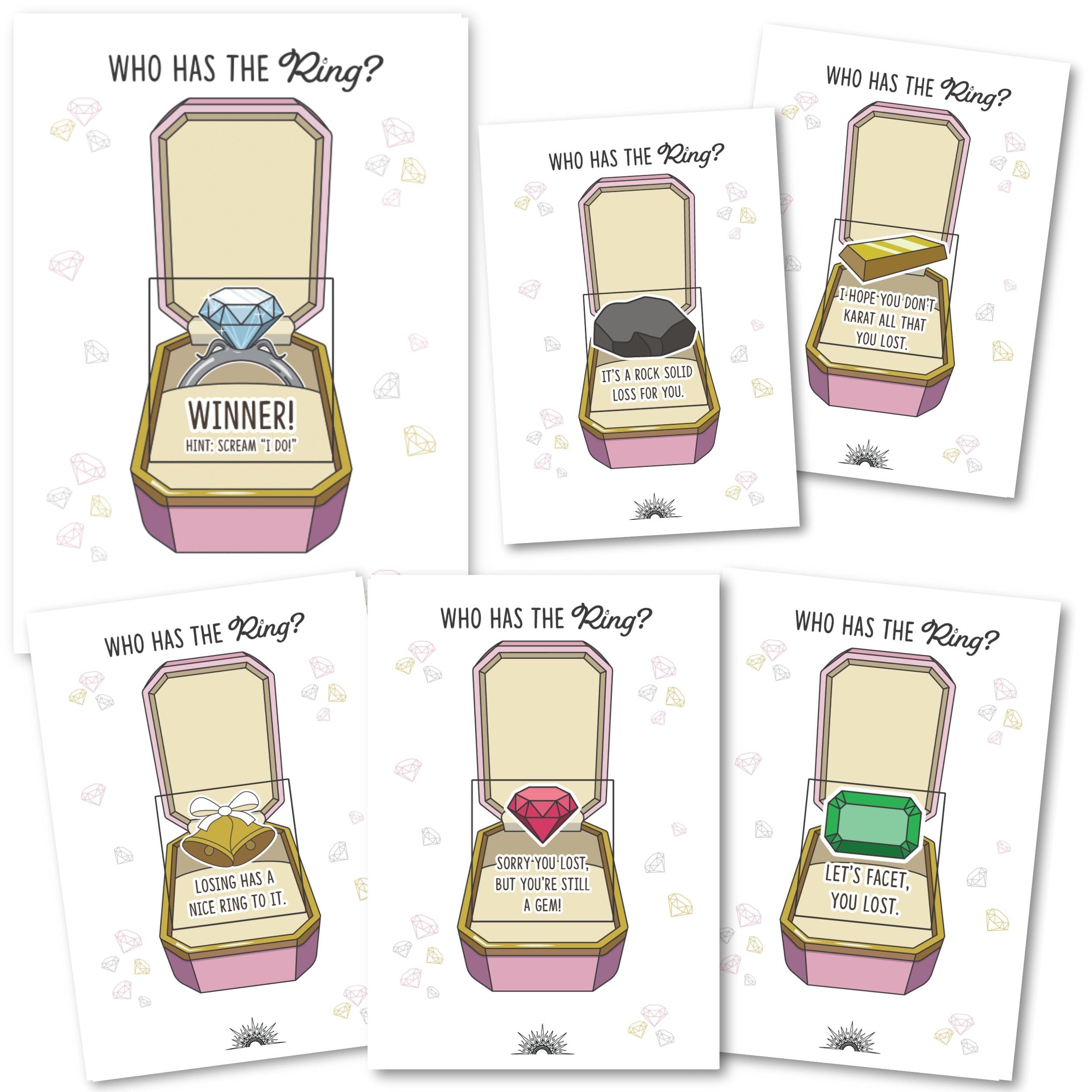 Personalized Hilarious Bridal Shower Game Printed Engagement Party Game Pink Fun Unique Bridal Shower Scratch Off Game Who Has The Ring?