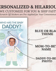 Personalized Outer Space Baby Shower Scratch Off Game Blue Space Themed Who Has The Baby Daddy Printed Houston We Have A Boy Moon Planets - CÔTIER BRAND