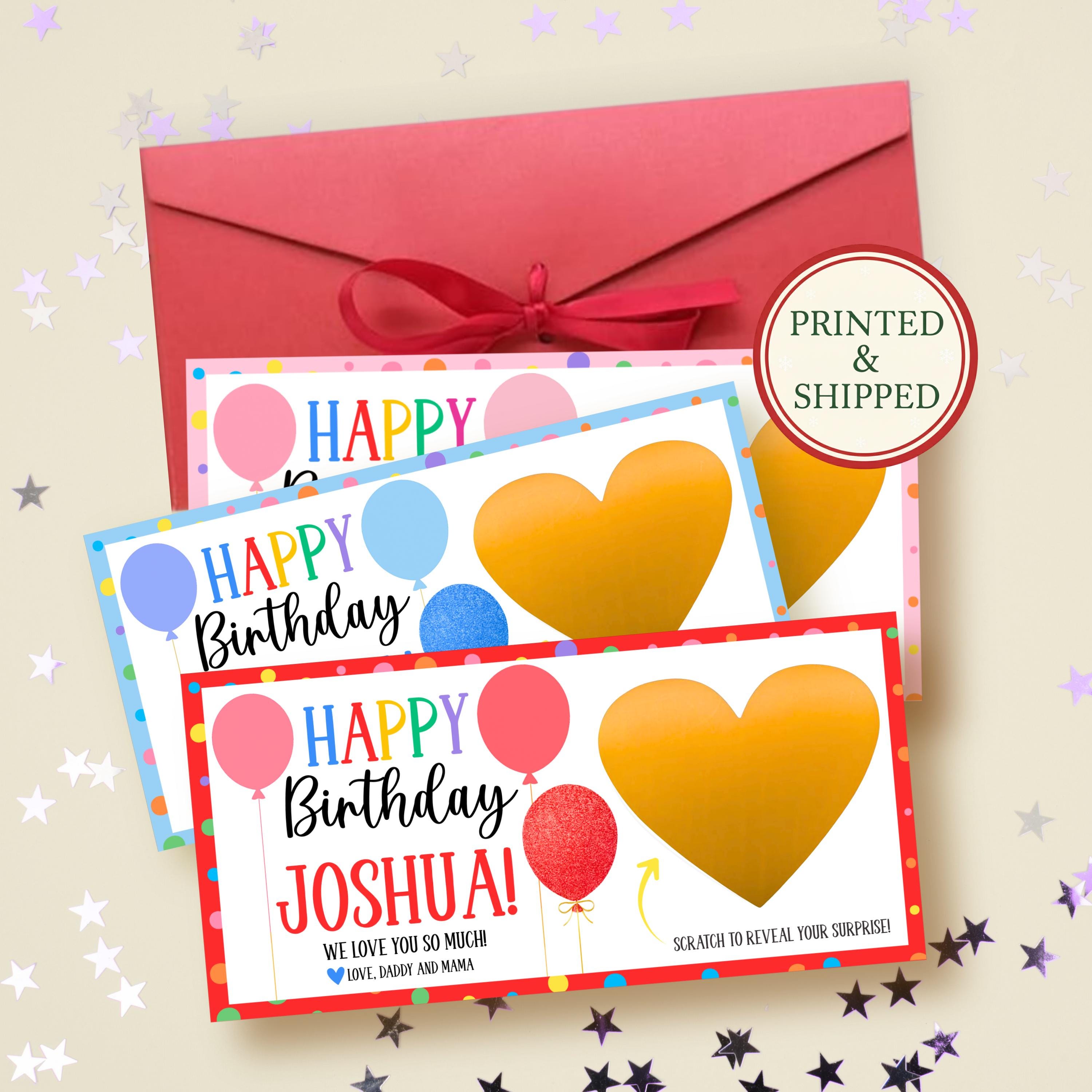 Personalized Happy Birthday Gift Voucher Scratch Off Ticket Surprise Birthday Reveal Card Boys Girls Husband Wife Coworker Teens Experiences