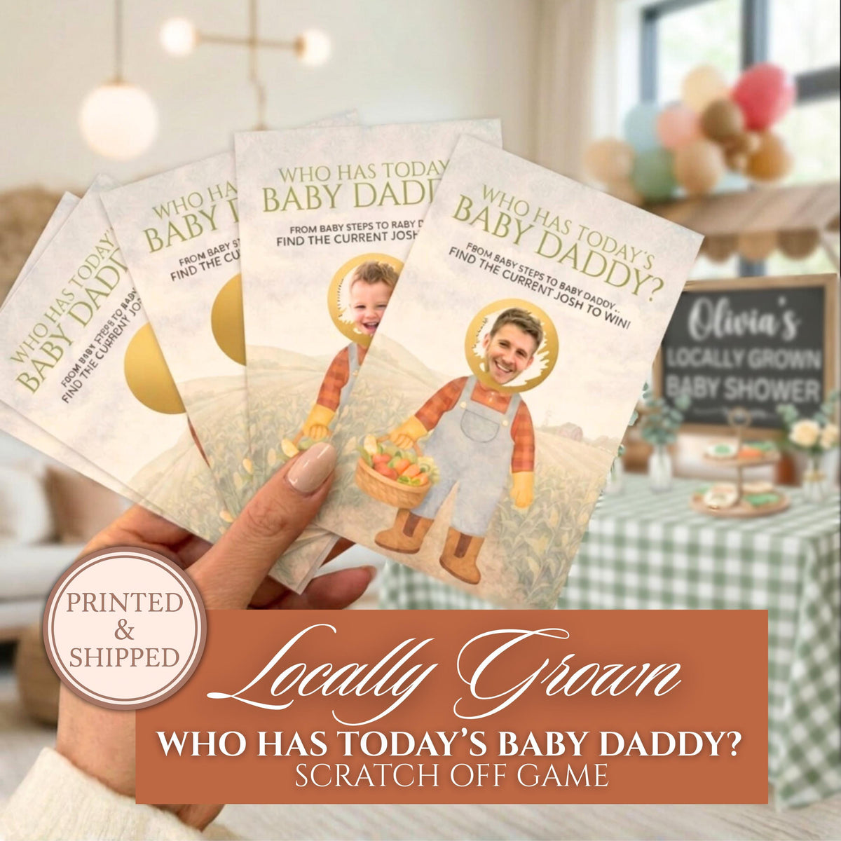 Locally Grown Baby Shower Game Neutral Farmer's Market Baby Shower Scratch Off Game