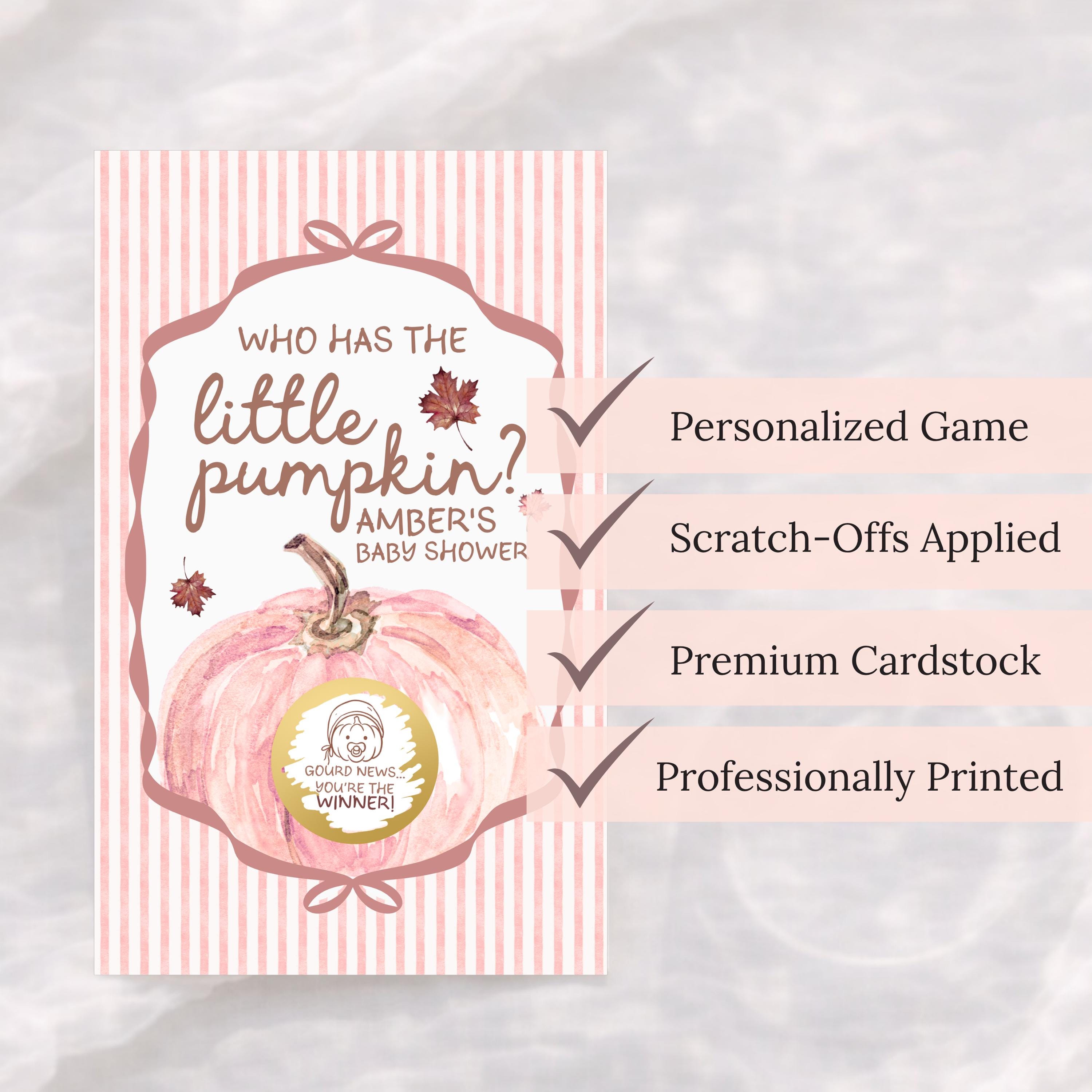 Custom A Little Pumpkin Girl Baby Shower Game, Pink Pumpkin Themed Baby Shower Scratch Off Game Who Has the Little Pumpkin? Fall Shower