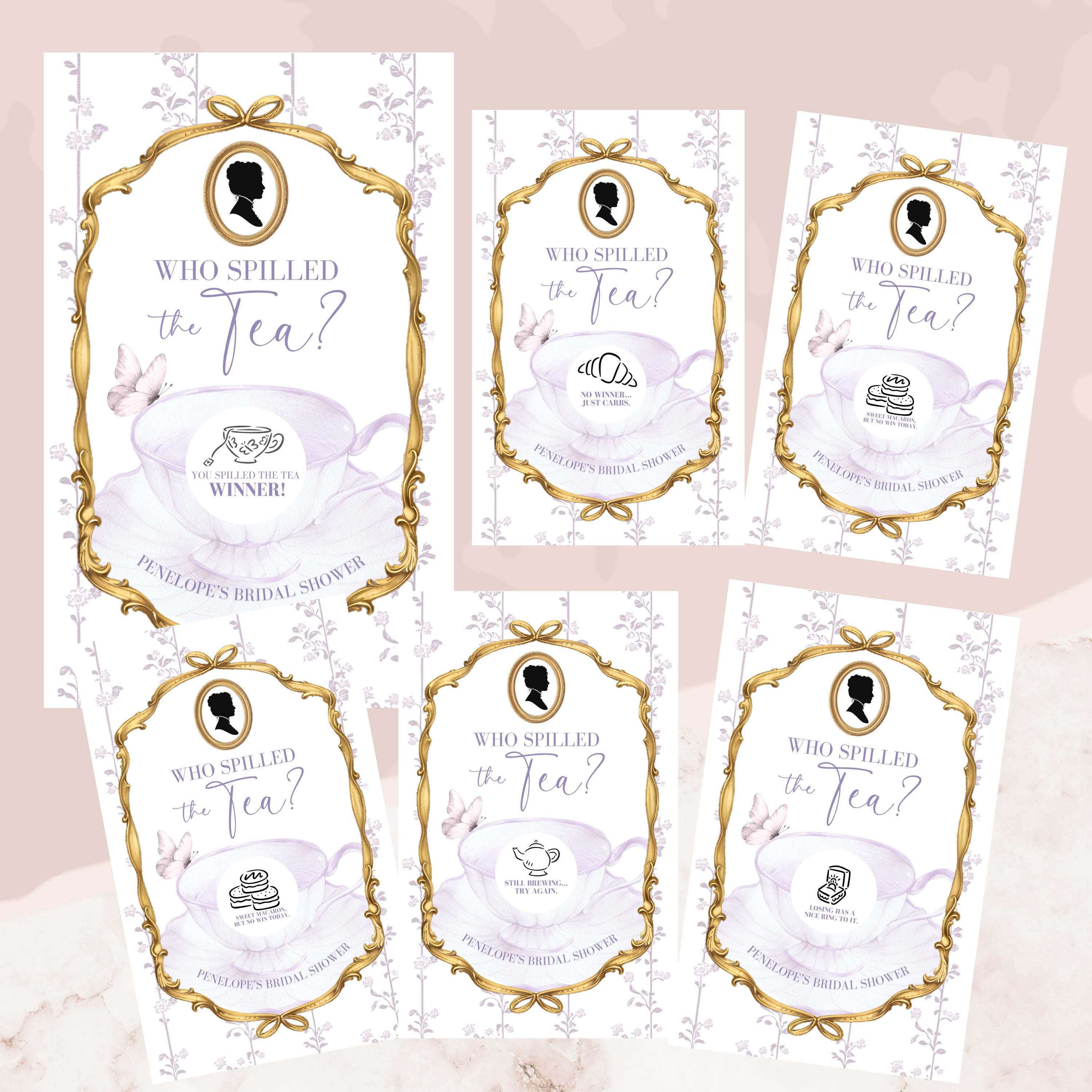 PRINTED + SHIPPED Vintage Victorian Bridal Shower Scratch Off Game Purple High Tea Bridal Shower Game Lilac Bridal Shower Tea Party Custom