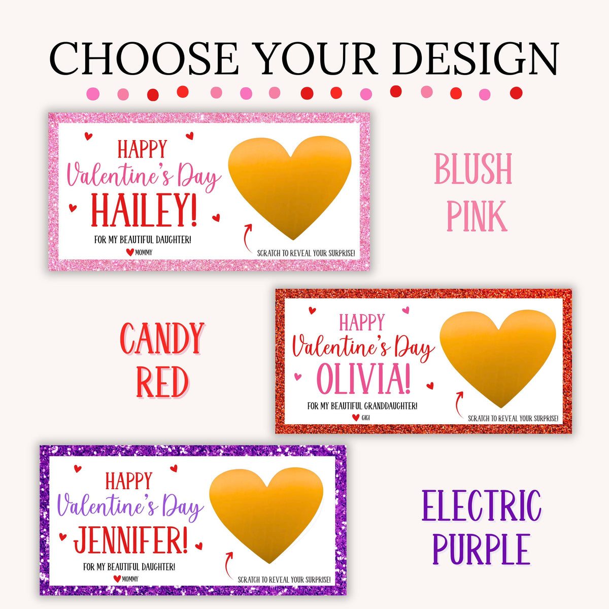 Personalized Happy Valentine's Day Gift Voucher Scratch Off Ticket Surprise Valentine Reveal Card Daughter Granddaughter For Experiences - CÔTIER BRAND