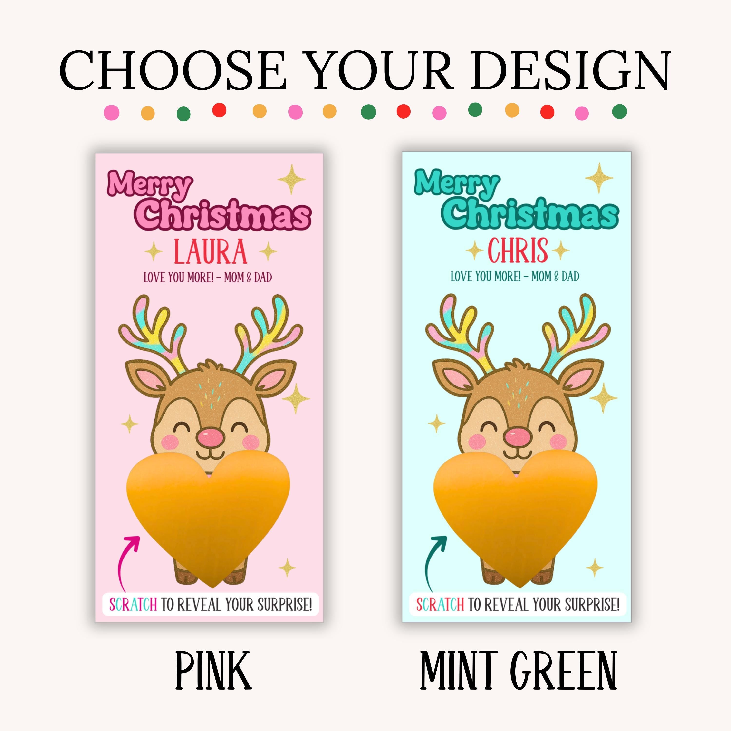 Personalized Merry Christmas Scratch Off Coupons Kids Christmas Trip Reveal Voucher Scratch Off Holiday Scratchers Xmas Reindeer