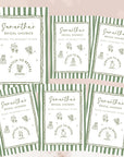 PRINTED + SHIPPED Sage Green Bridal Shower Game, Green Striped Bridal Shower Scratch Off Game Hand Drawn Doodles Wedding Shower Activity - CÔTIER BRAND
