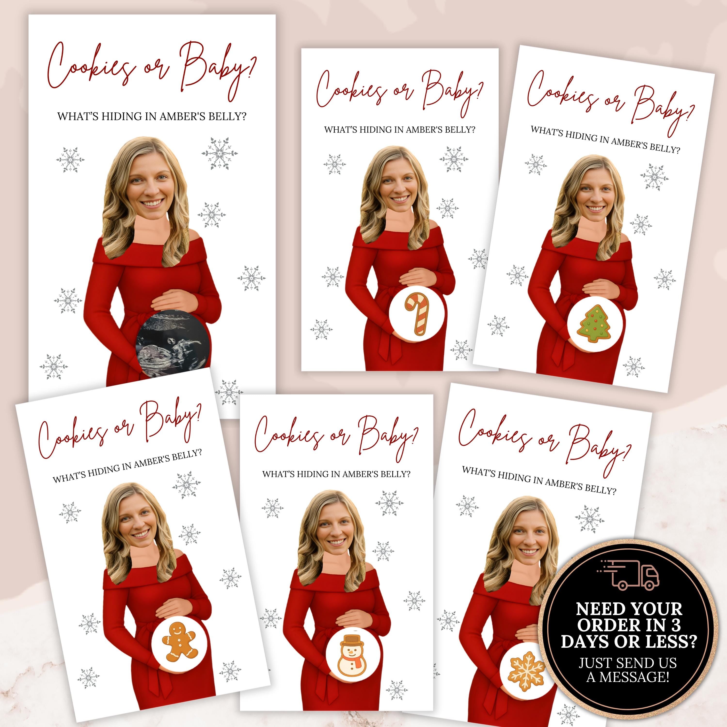 Personalized Christmas Baby Shower Game Holiday Baby Shower Scratch Off Game Merry Little Baby Shower Red Winter Themed Snowflakes Cookies
