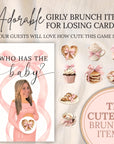 Custom Girl Baby Shower Game Pink Bow Baby Shower Scratch Off Game Who Has The Baby? Blush Pink Coquette Bow Themed Baby Girl Shower Games
