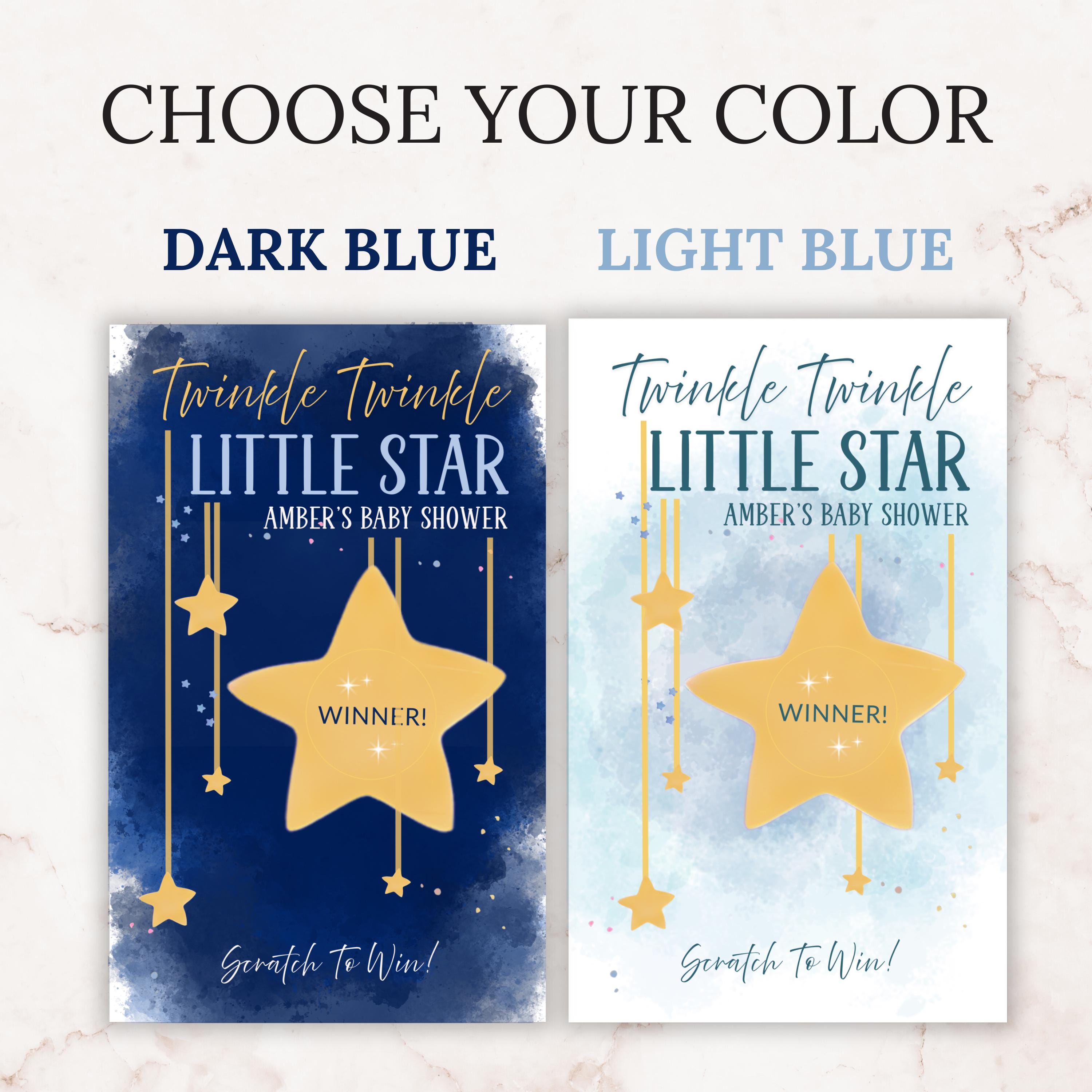 Custom Boy Twinkle Twinkle Little Star Baby Shower Game Dark Blue Stars Baby Shower Scratch Off Game Boho Celestial Baby Shower