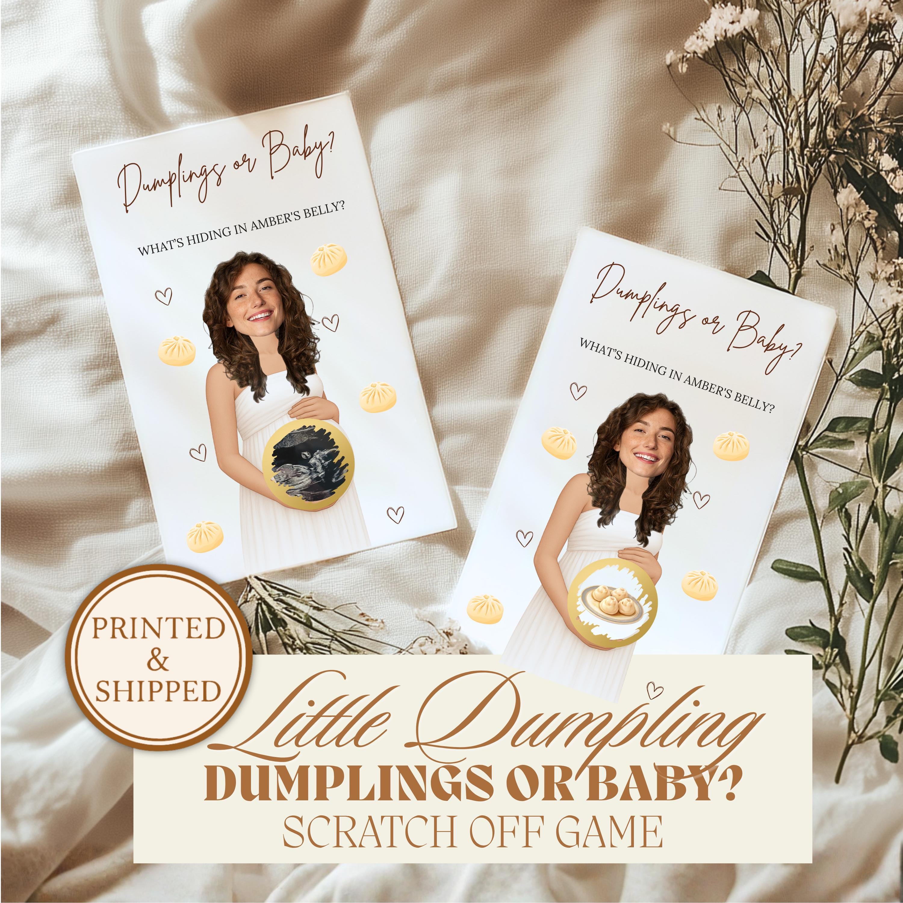 Baby Shower Game Bao Dumpling Baby Shower Scratch Off Game Little Dumpling or Baby Party Activity Kawaii Themed