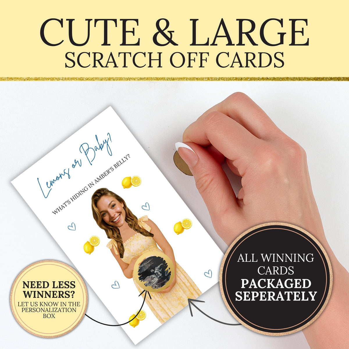 Custom Mediterranean Baby Shower Game Amalfi Coast Baby Shower Scratch Off Game Lemons or Baby? Summer Italian Themed Yellow Blue Ciao - CÔTIER BRAND