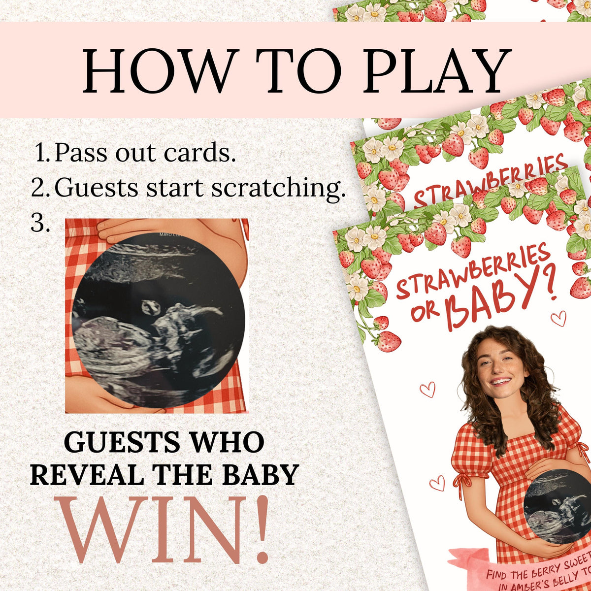PRINTED + SHIPPED Sweet Berry Baby Shower Party Game Strawberry Themed Baby Shower Scratch Off Game Strawberries or Baby Shower Summer Idea - CÔTIER BRAND