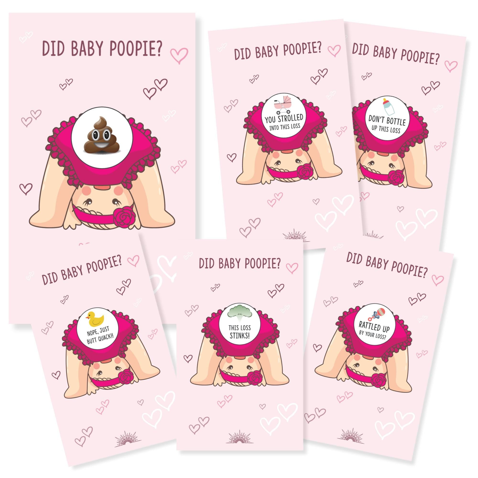 Funny Girl Baby Shower Scratch Off Game Cards Did Baby Poopie Baby Shower Game Ticket Scratcher Icebreaker Baby Girl Shower Party Activity