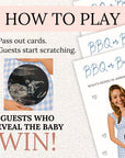 Personalized Baby Q Baby Shower Game Backyard BBQ Baby Shower Scratch Off Game BBQ or Baby Party Game Printed Coed Red Blue Gingham