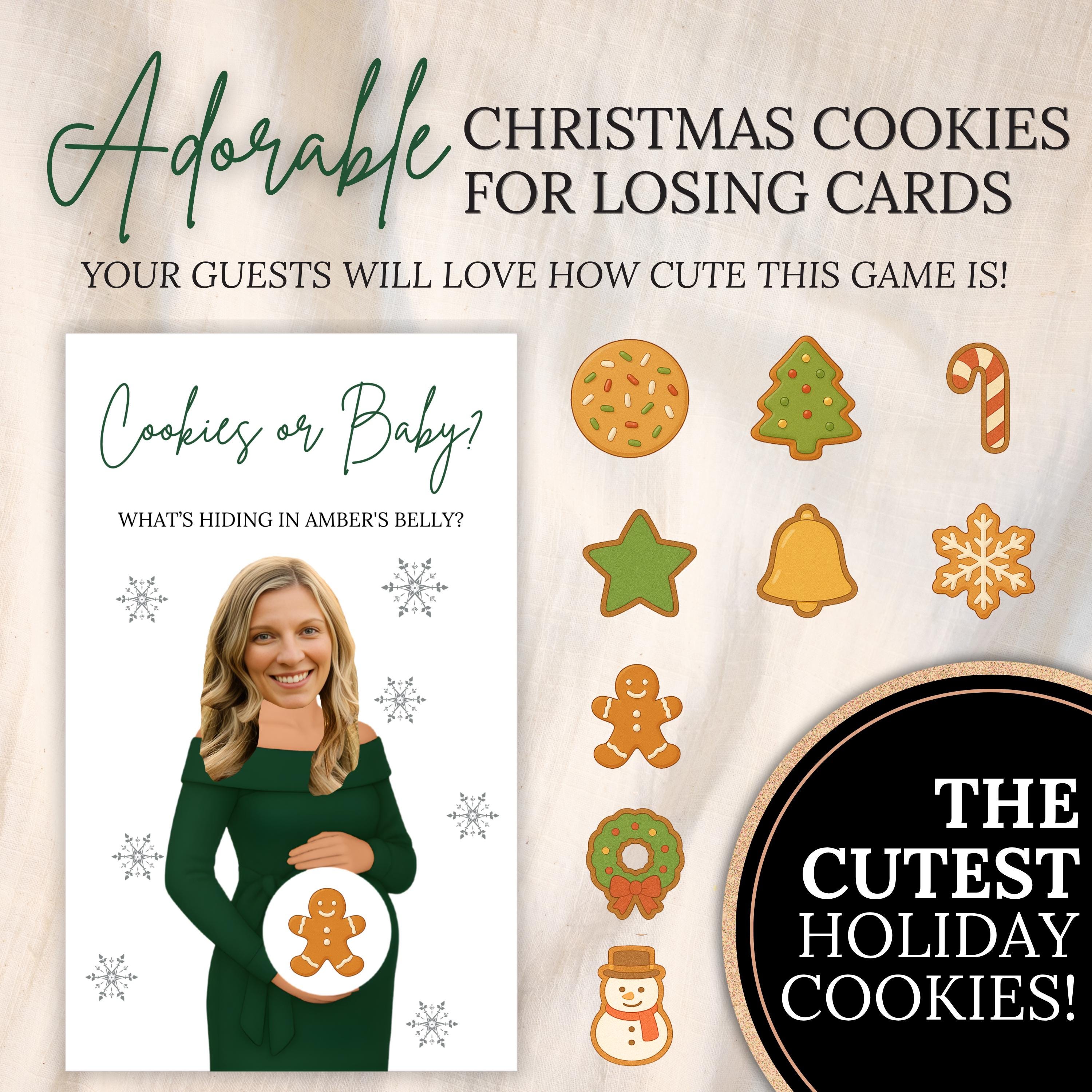 Personalized Christmas Baby Shower Game Holiday Baby Shower Scratch Off Game Merry Little Baby Shower Red Winter Themed Snowflakes Cookies