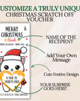 Personalized Merry Christmas Gift Voucher For Kids Christmas Scratch Off Surprise Reveal Holiday Theme Cat Christmas Surprise Trip