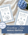Something Blue Bridal Shower Game, Dusty Blue Wedding Shower Scratch Off Game Hand Drawn Whimsical Theme Blue Stripes PRINTED + SHIPPED - CÔTIER BRAND