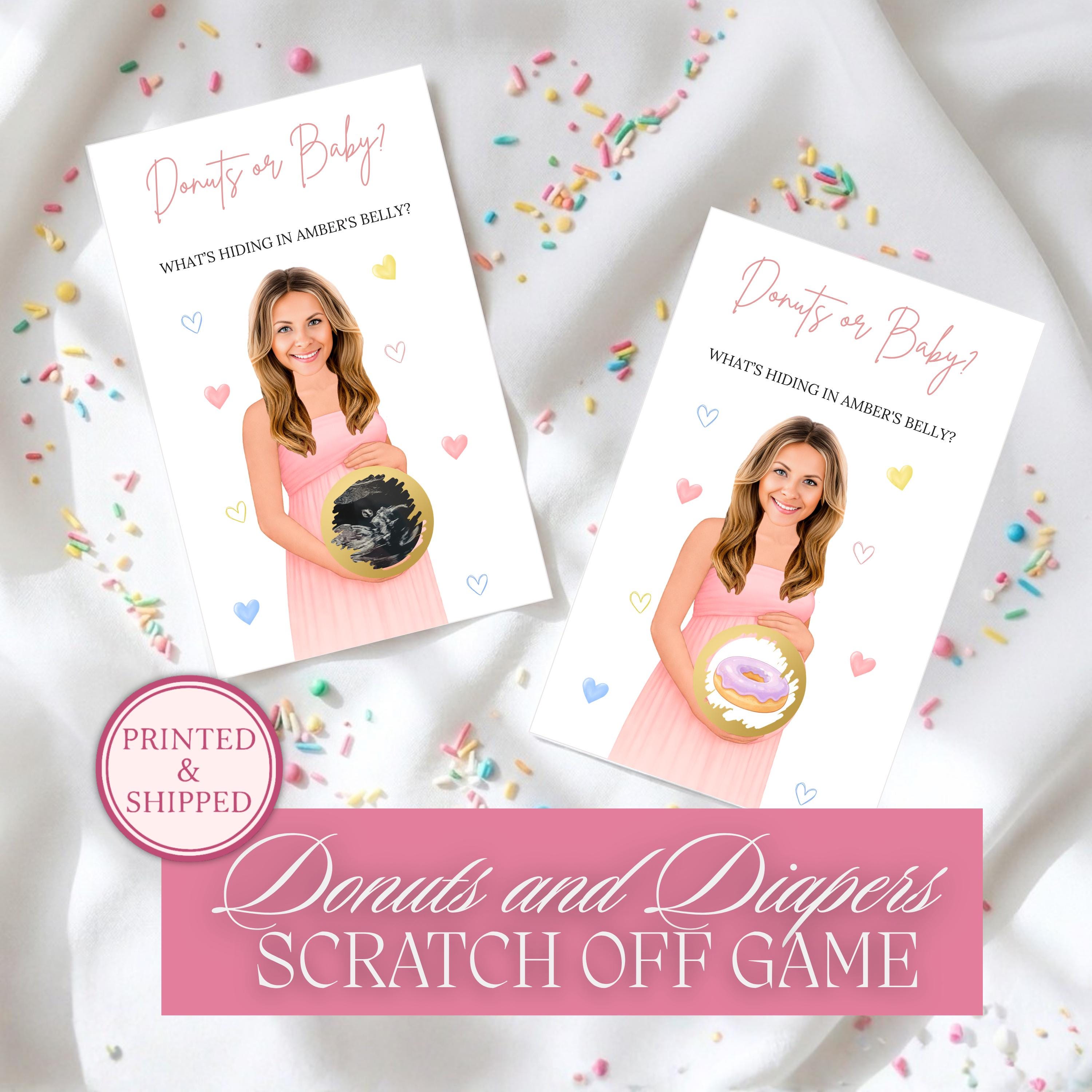 PRINTED + SHIPPED Donut Baby Sprinkle Game Donuts and Diapers Girl Pink Donuts or Baby Shower Game Sprinkled With Love Sweets