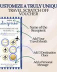 Personalized Travel Gift Voucher Scratch Off Ticket, Surprise Trip Vacation Reveal Experience, Scratch 6 for Destination Clues - CÔTIER BRAND