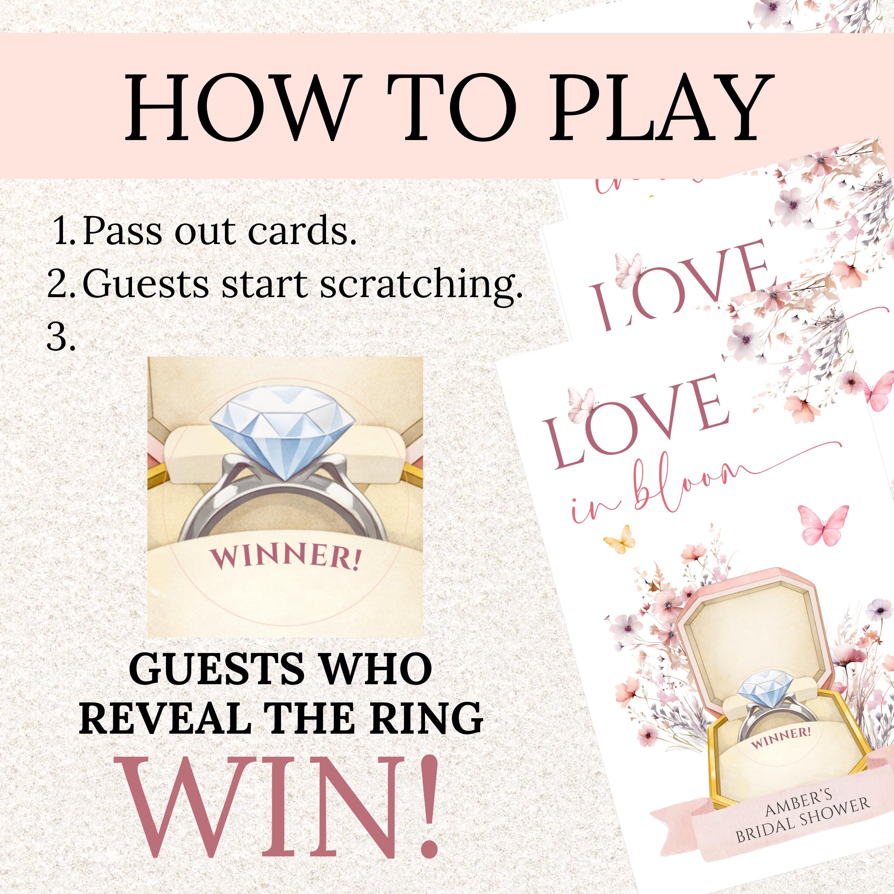 PRINTED + SHIPPED Love In Bloom Bridal Shower Game Watercolor Pink Wildflowers Butterfly Bridal Shower Theme Love In Bloom Who Has The Ring