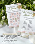 Custom Printed Fresh Off The Market Bridal Shower Game Bundle, Blush Pink Guess The Dress, Would She Rather, He Said She Said, Guest Bingo