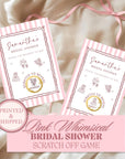 Whimsical Pink Bridal Shower Game, Pink Striped Bridal Shower Scratch Off Game Hand Drawn Wedding Shower Activity PRINTED + SHIPPED - CÔTIER BRAND
