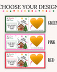 Personalized Pink Christmas Scratch Off Voucher Christmas Trip Reveal Scratch Ticket for Wife Girl Custom Xmas Voucher Ticket With Envelope