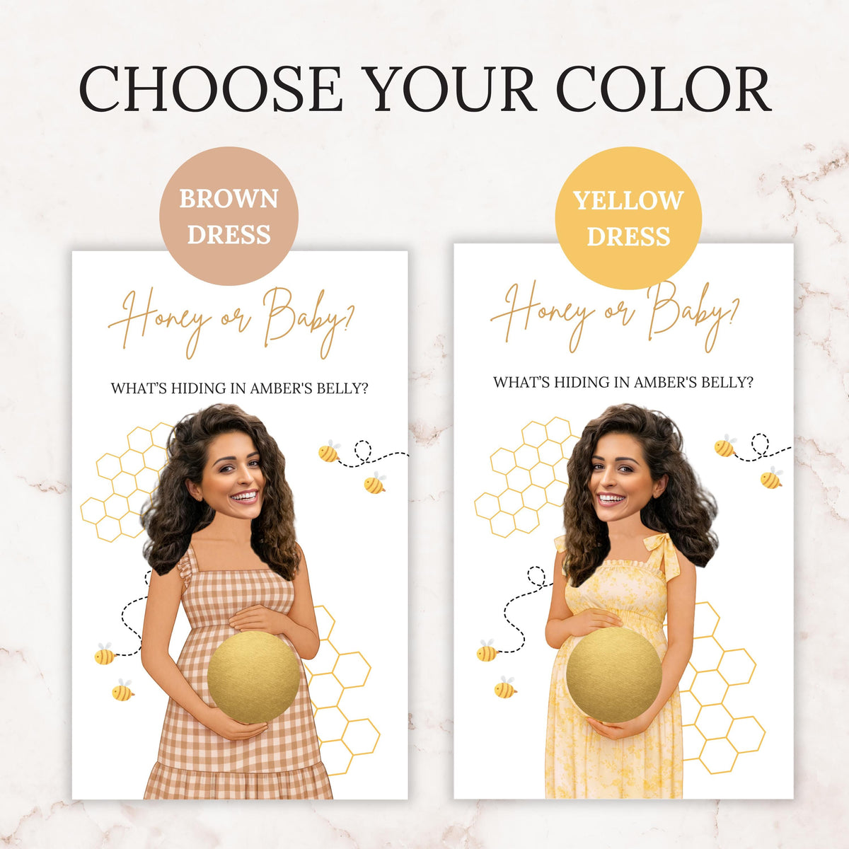 Personalized Honey Bee Baby Shower Scratch Off Game Honey or Baby To Bee Shower Games Honeycomb Gingham Yellow Brown Bumblebee - CÔTIER BRAND