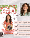 PRINTED + SHIPPED Custom Strawberry Themed Baby Shower Game Berry Sweet Baby Shower Theme Strawberries or Baby Boho Red Gingham - CÔTIER BRAND