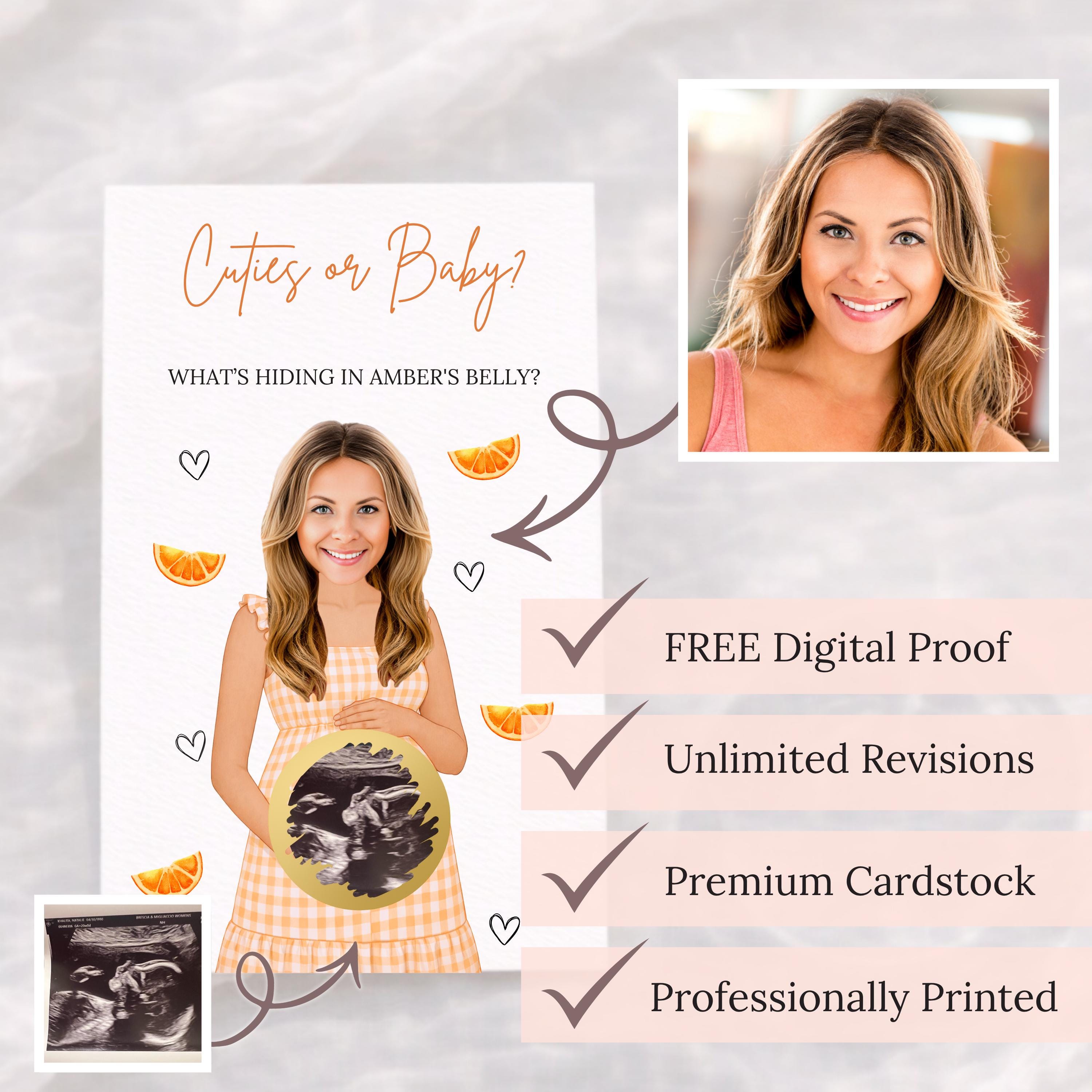 Custom Little Cutie Baby Shower Game Orange Baby Shower Gingham Cuties or Baby Shower Scratch Off Game Printed A Cutie Is On The Way