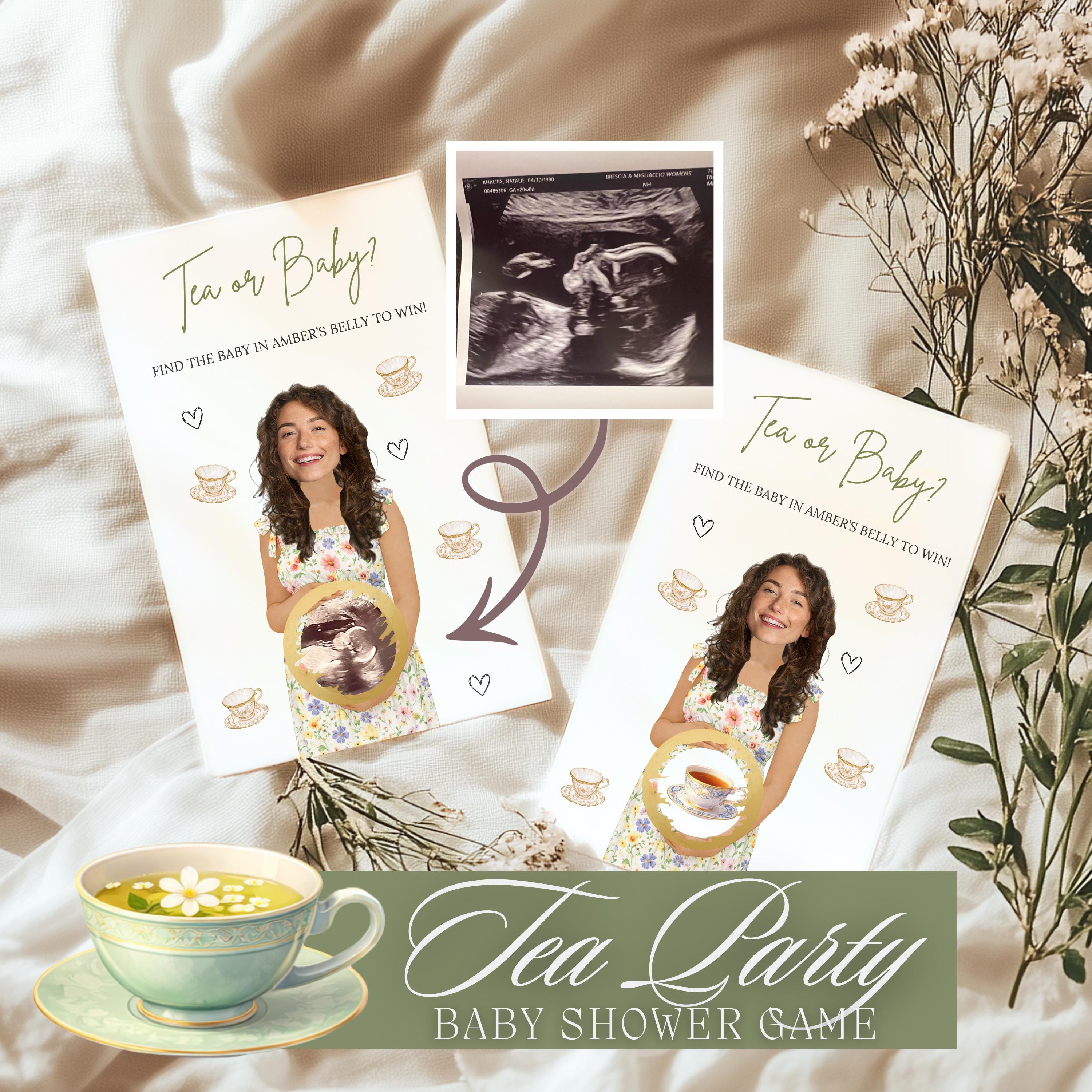 Tea Party Baby Shower Scratch Off Game Tea or Baby?
