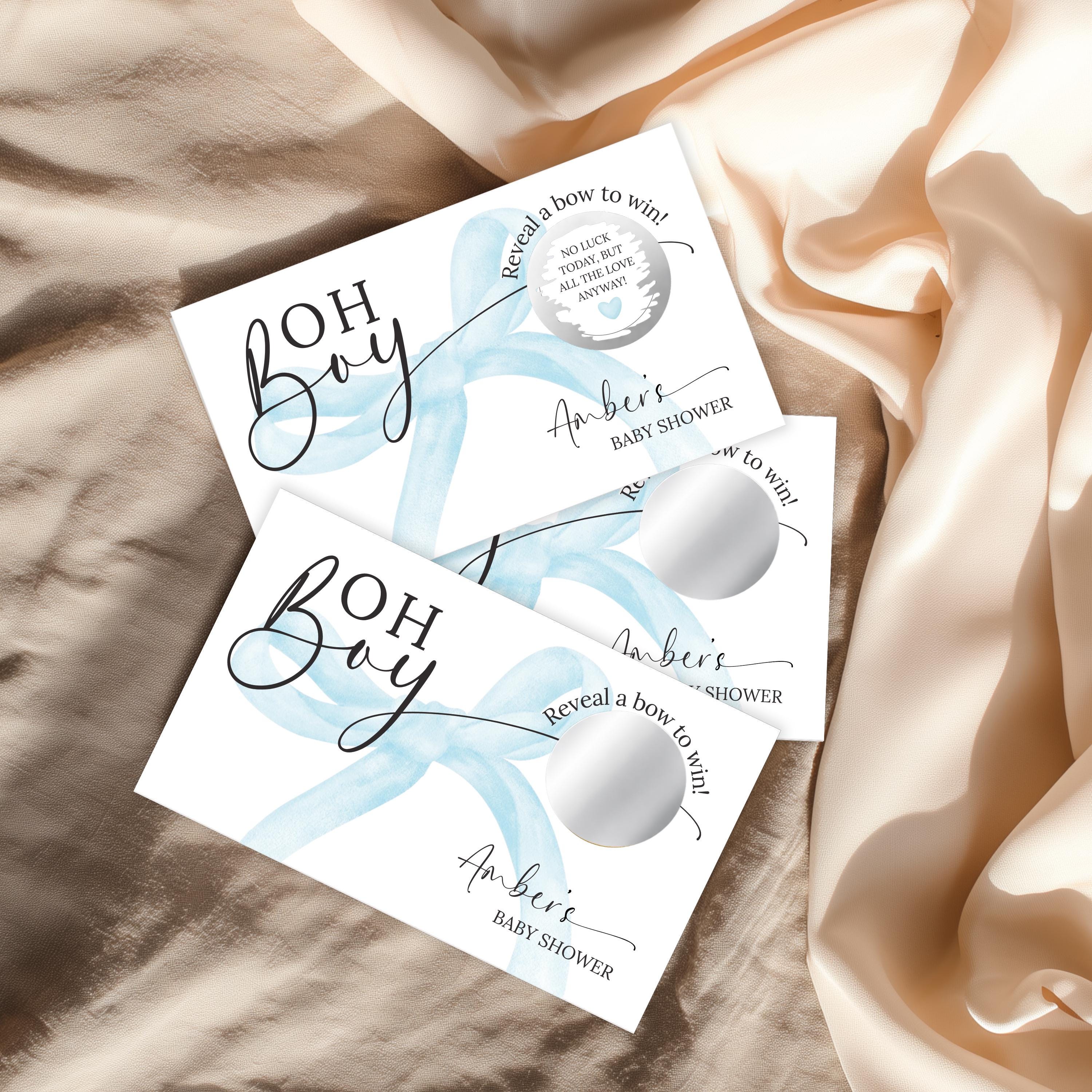 three pieces of paper with text and graphics related to a baby shower.