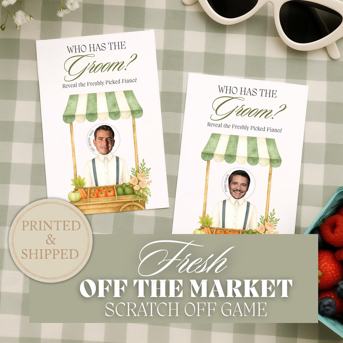 Personalized She's Fresh Off The Market Bridal Shower Scratch Off Game