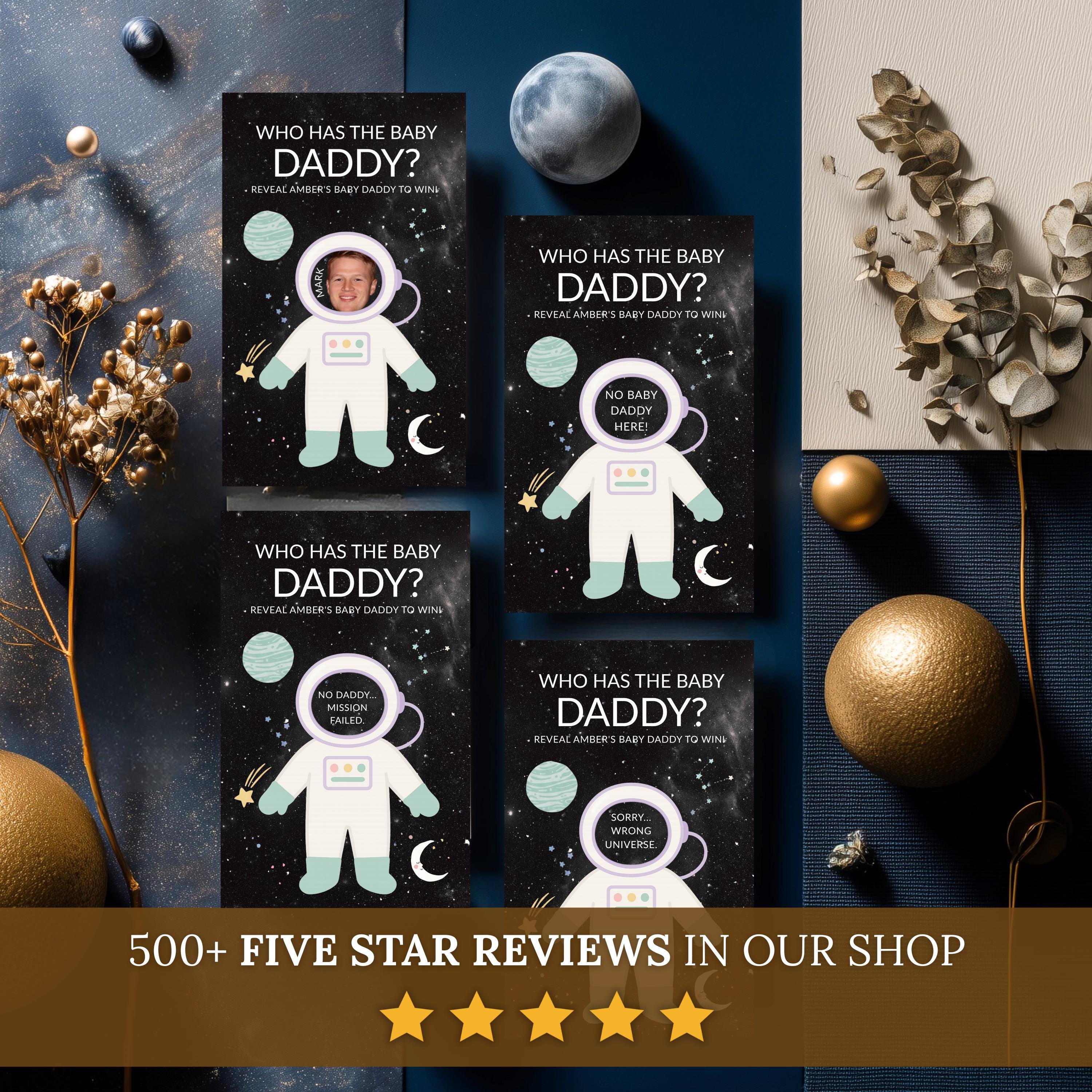 Baby Shower Game Outer Space Themed Scratch Off Game Celebrity Who Has The Baby Daddy Scratch Off Game Printed Planet Stars Astronaut Galaxy