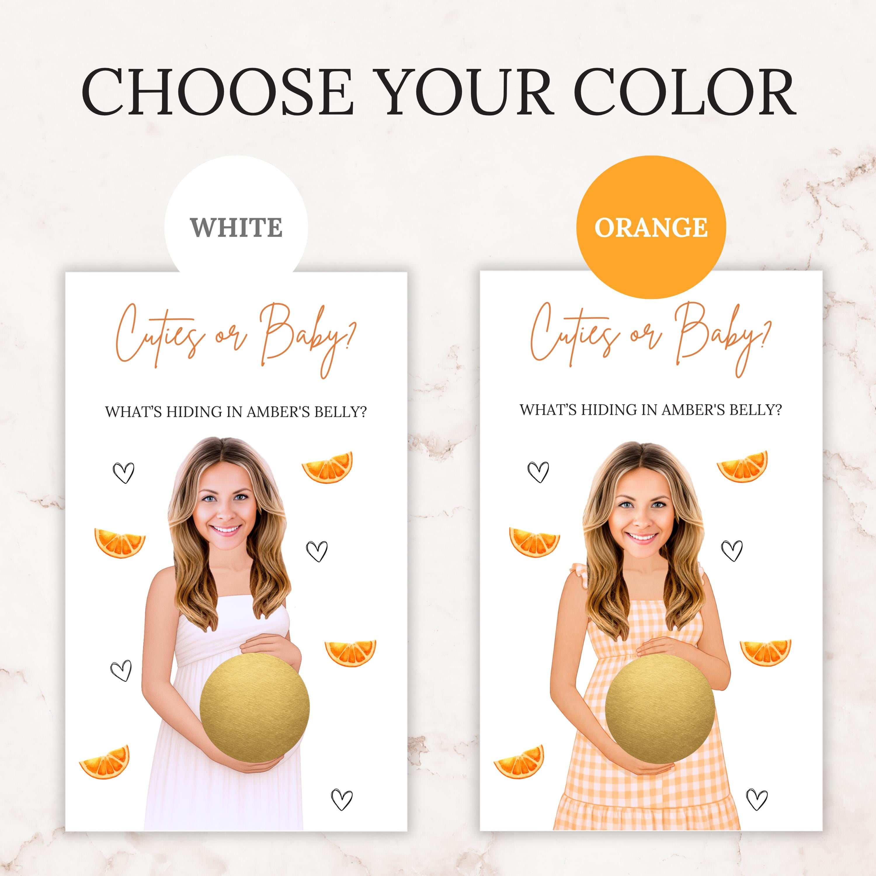 Custom Little Cutie Baby Shower Game Orange Baby Shower Gingham Cuties or Baby Shower Scratch Off Game Printed A Cutie Is On The Way
