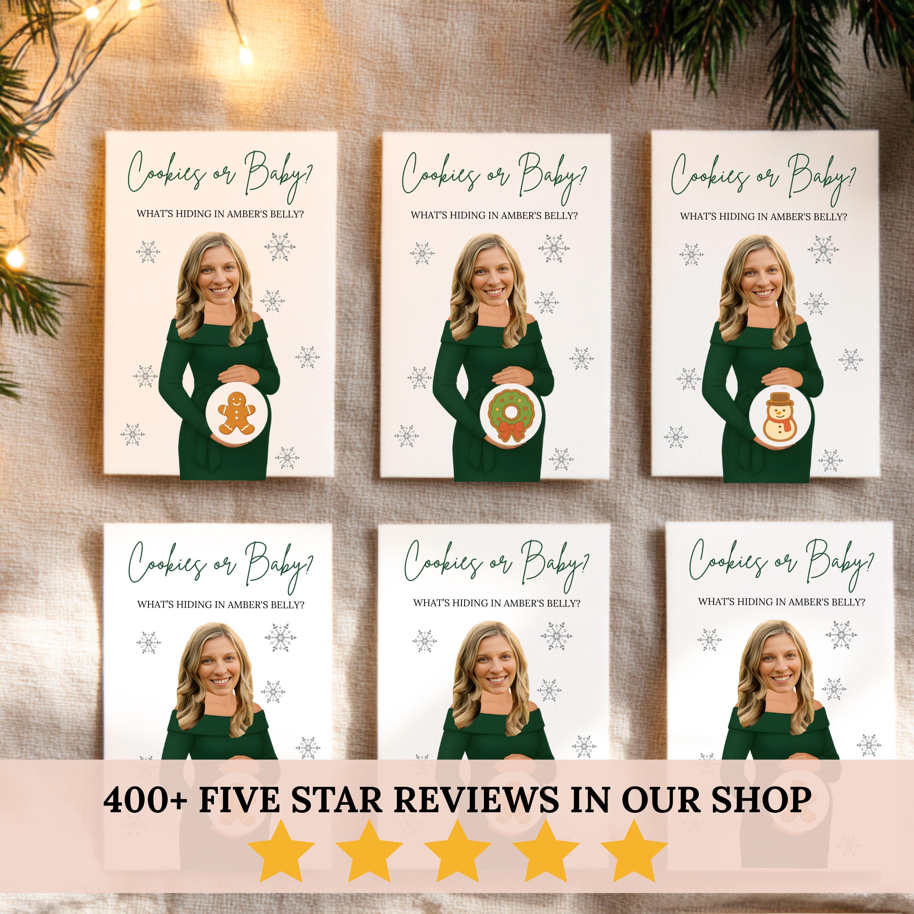 Personalized Christmas Baby Shower Game Holiday Baby Shower Scratch Off Game Merry Little Baby Shower Red Winter Themed Snowflakes Cookies