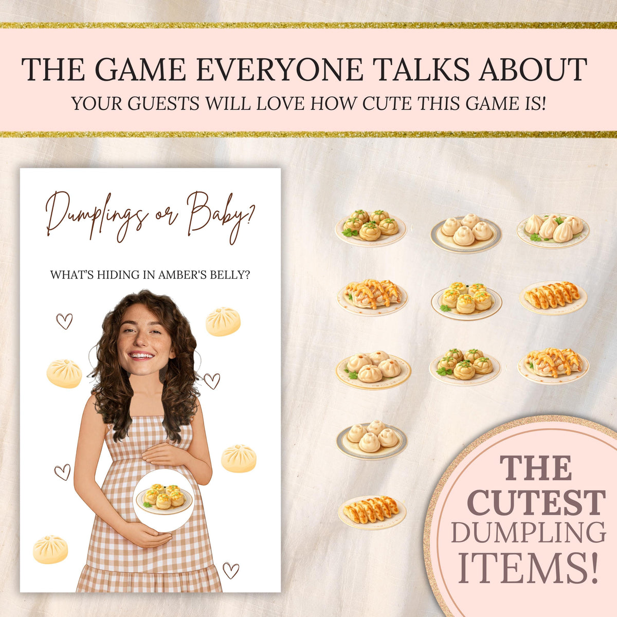 Baby Shower Game Bao Dumpling Baby Shower Scratch Off Game Little Dumpling or Baby Party Activity Kawaii Themed - CÔTIER BRAND