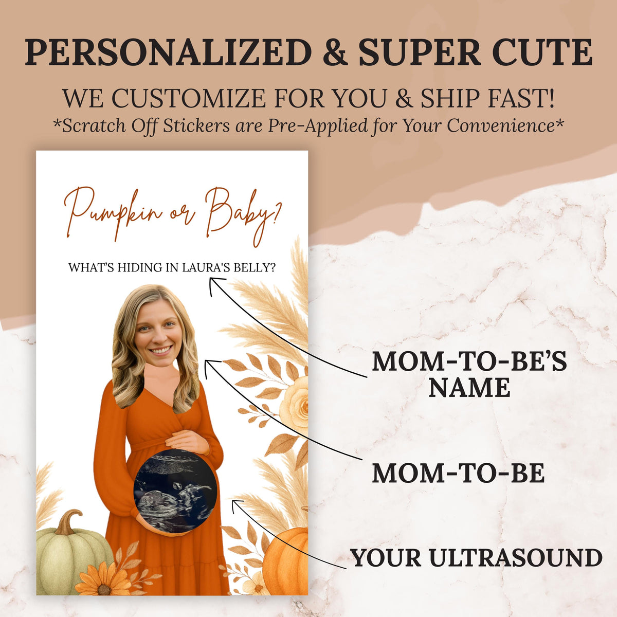 Custom Little Pumpkin Baby Shower Scratch Off Game Fall Pumpkin Themed Baby Shower Game Funny Fall In Love Activity Printed Boho Fun FALL01 - CÔTIER BRAND