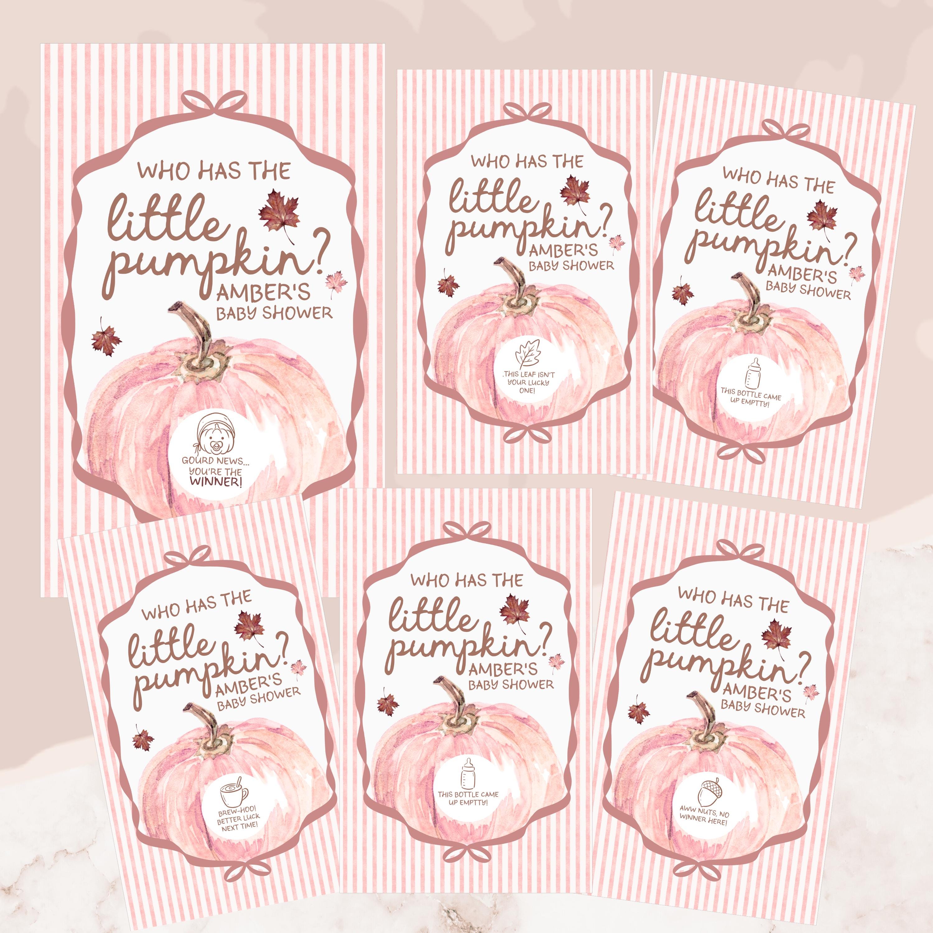 Custom A Little Pumpkin Girl Baby Shower Game, Pink Pumpkin Themed Baby Shower Scratch Off Game Who Has the Little Pumpkin? Fall Shower