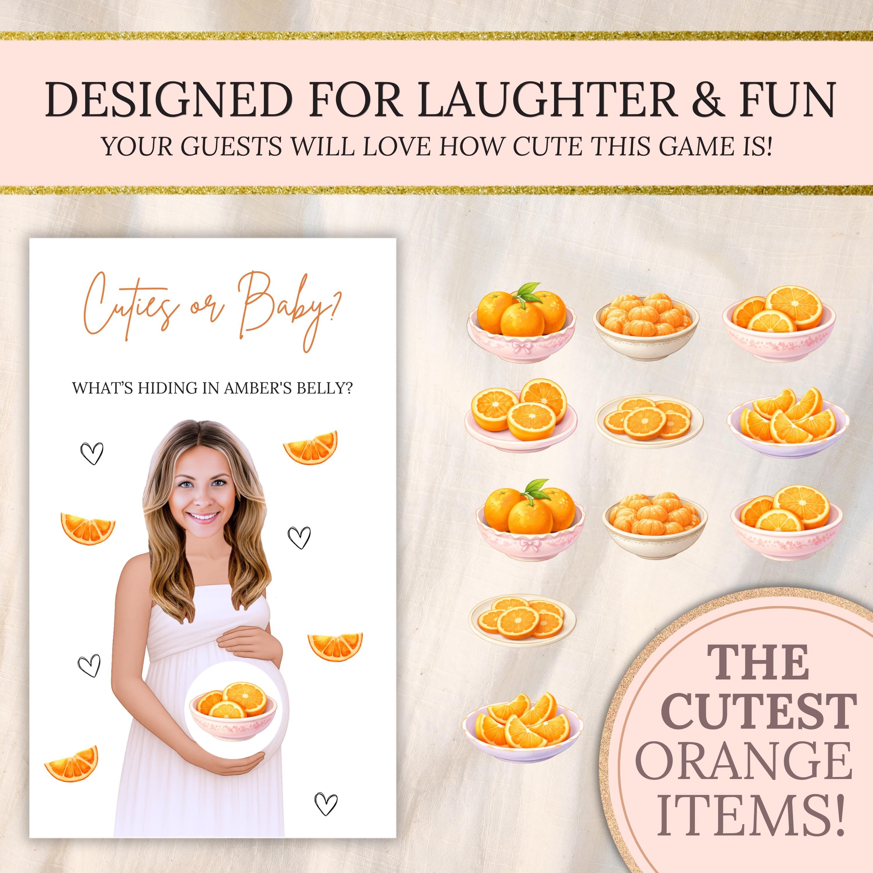 Custom Little Cutie Baby Shower Game Orange Baby Shower Gingham Cuties or Baby Shower Scratch Off Game Printed A Cutie Is On The Way