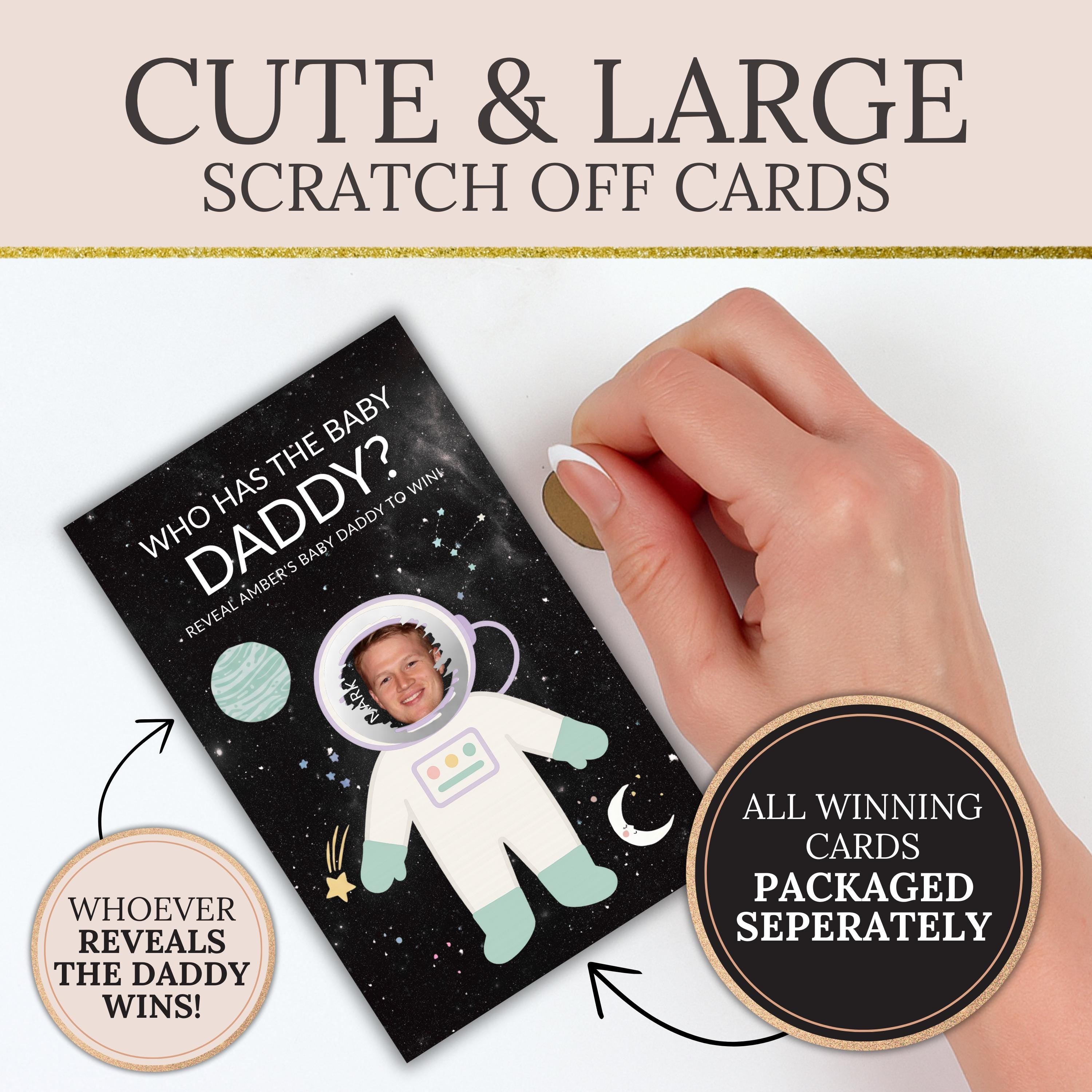 Baby Shower Game Outer Space Themed Scratch Off Game Celebrity Who Has The Baby Daddy Scratch Off Game Printed Planet Stars Astronaut Galaxy