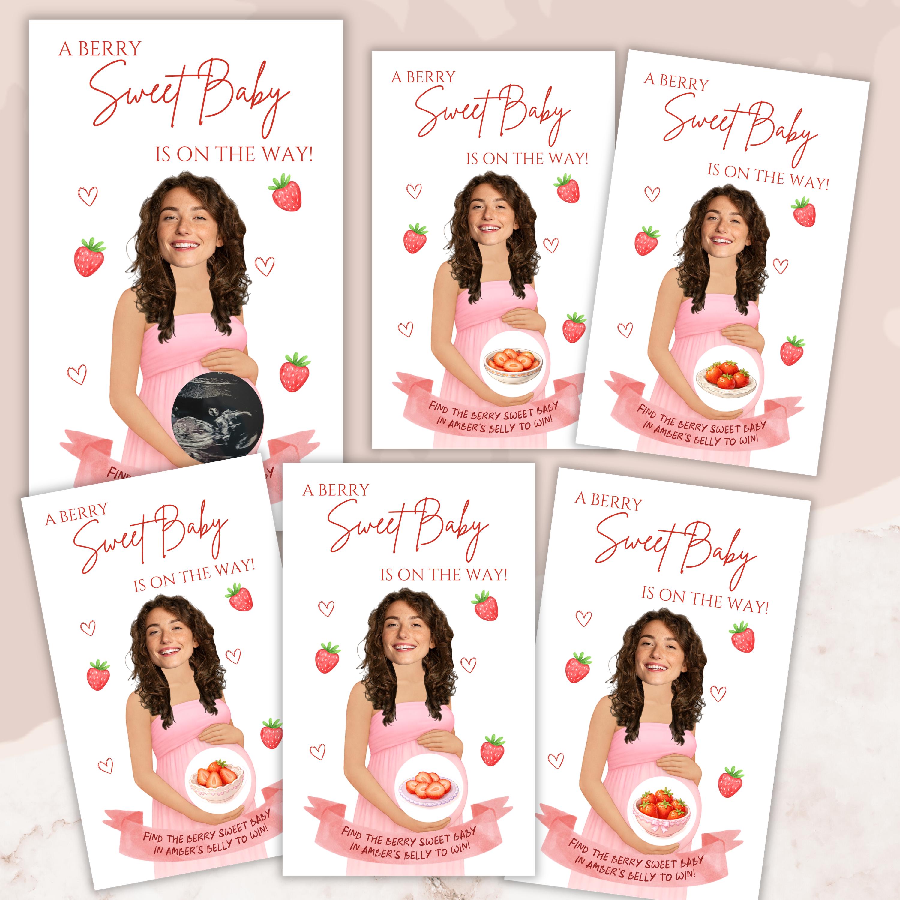 Personalized Strawberry Baby Shower Game Berry Sweet Baby Girl Baby Shower Scratch Off Game Strawberries or Baby Pink Strawberry Themed