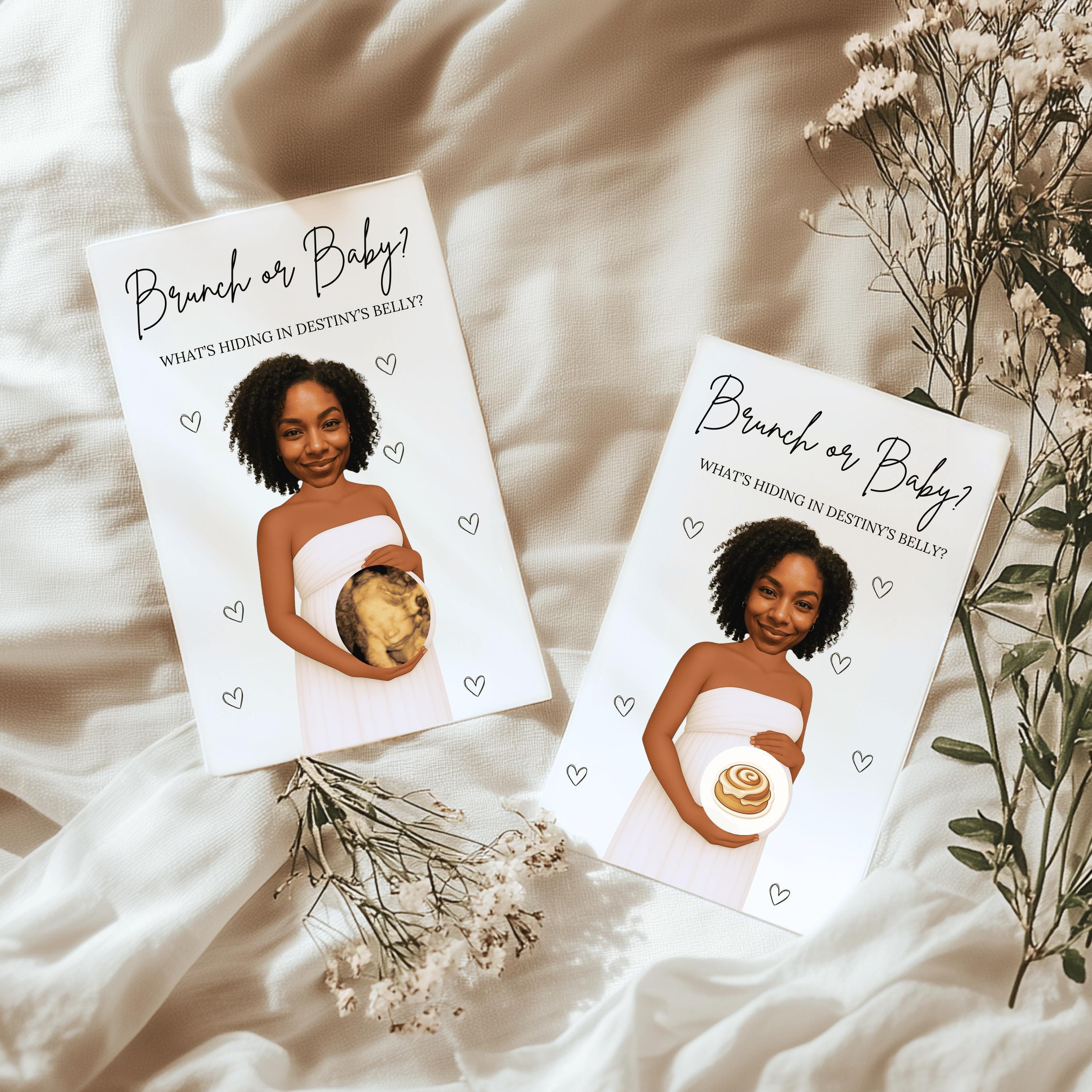 Funny Custom Black Baby Shower Scratch Off Game Brunch or Baby?