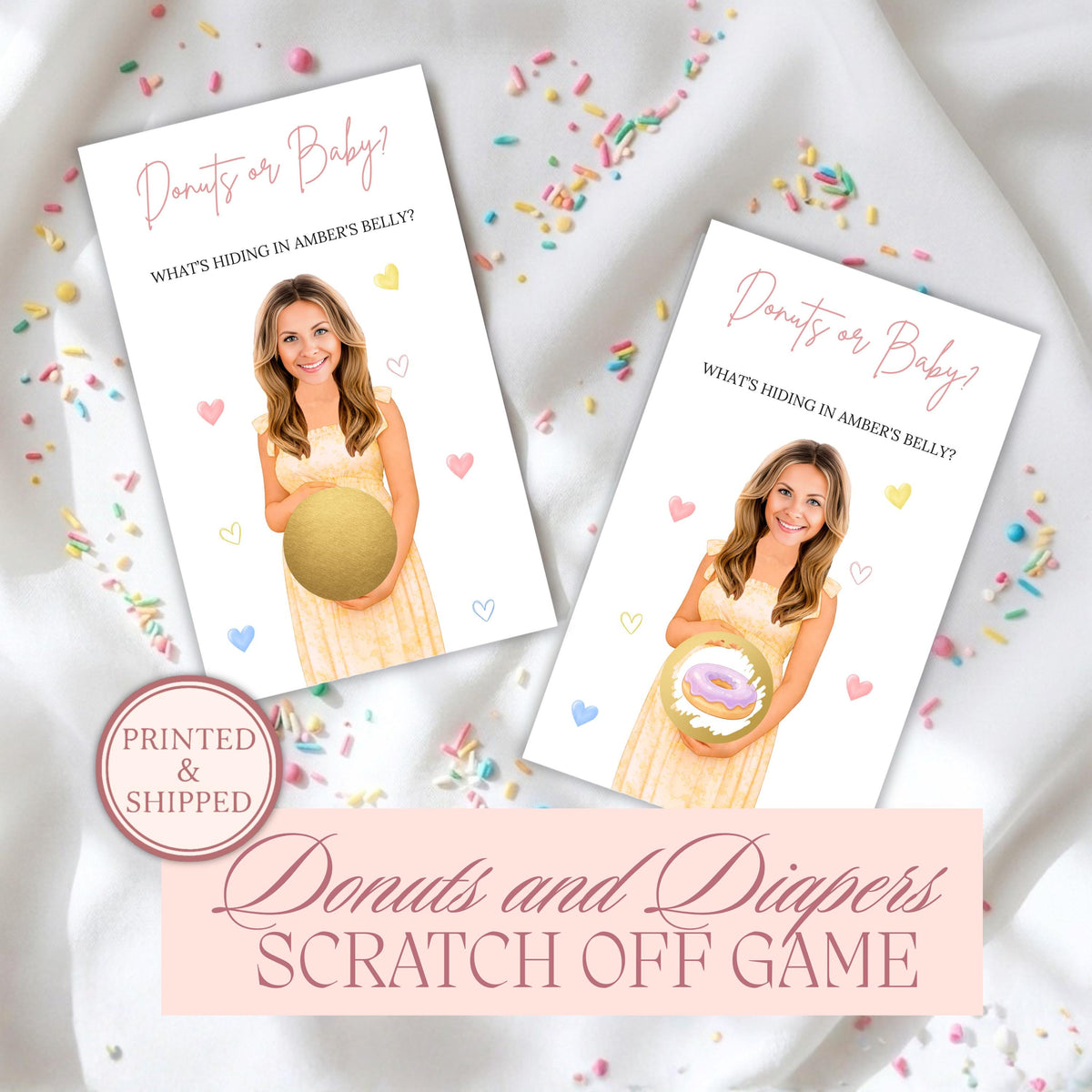 Personalized Sprinkled With Love Baby Shower Scratch Off Game Donuts or Diapers Baby Sprinkle Game Sweets Pink Blue Donuts or Baby - CÔTIER BRAND