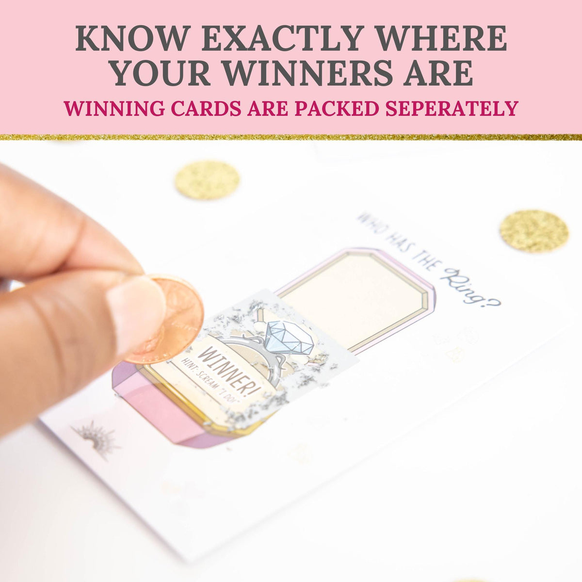 Personalized Hilarious Bridal Shower Game Printed Engagement Party Game Pink Fun Unique Bridal Shower Scratch Off Game Who Has The Ring? - CÔTIER BRAND