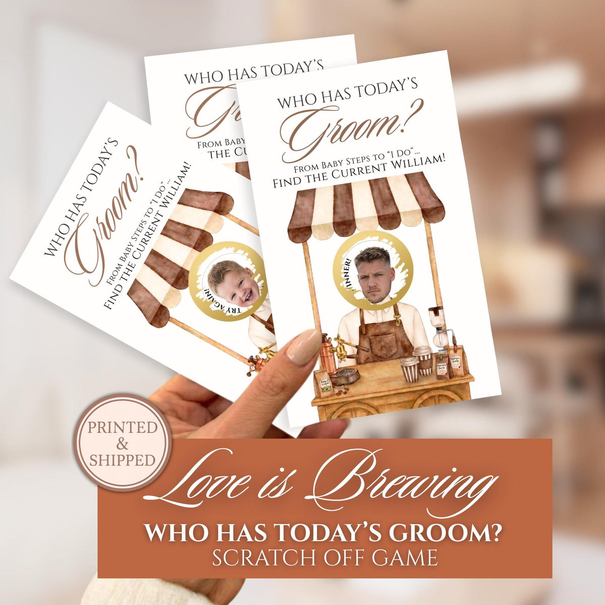 Personalized Love Is Brewing Bridal Shower Scratch Off Game Who Has Today's Groom Scratch Off Game Coffee Themed Wedding Shower Printed - CÔTIER BRAND